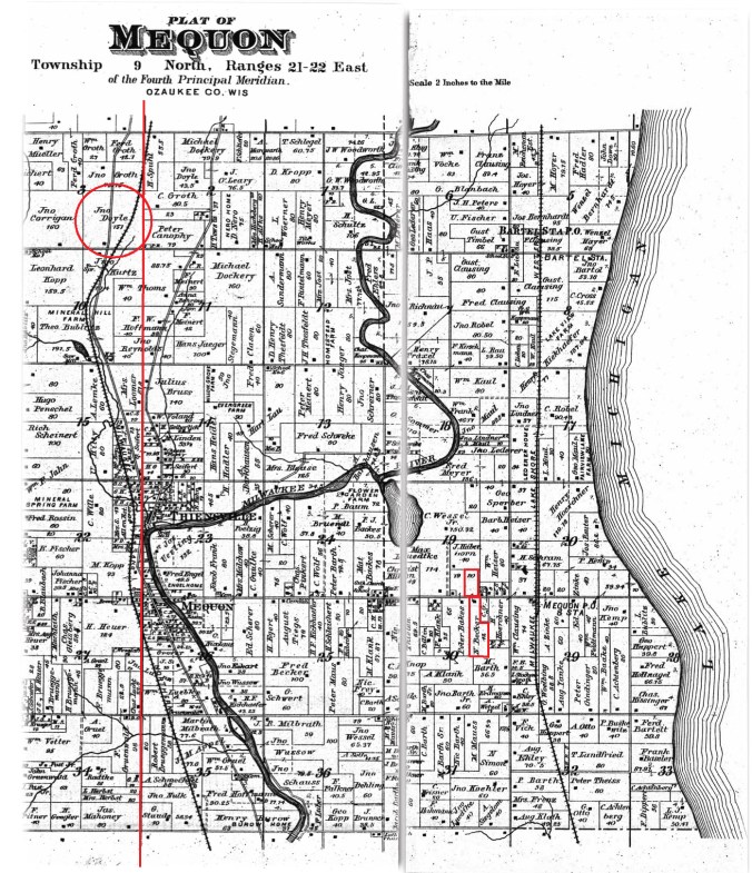 MAP Mequon Twp, Ozaukee Co, WI eastern part
